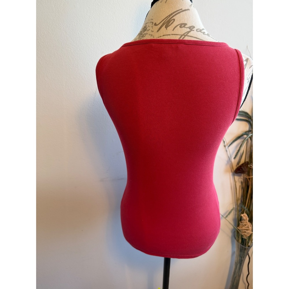Lauren Ralph Lauren black tag Women's Red Ribbed Scoop Neck Tank Top Small S/P